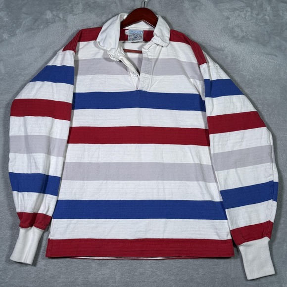 Lands' End Other - Vintage Lands' End Authentic Rugby Shirt Mens Large Red Blue Stripe Made USA 90s